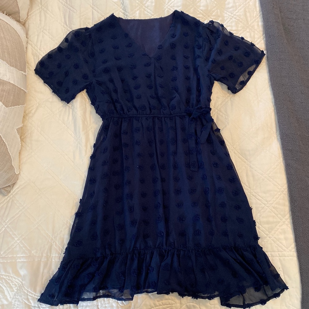 Bubble Dot Dress Navy Blue sz M
